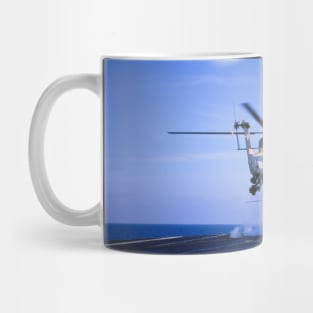A Westland Wessex helicopter landing on the Royal Navy aircraft carrier HMS Hermes in the 1960s Mug